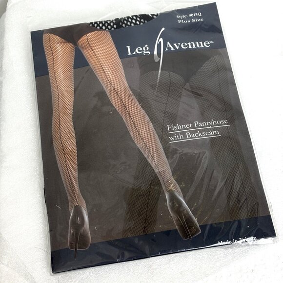 *LEG AVENUE #9015Q Fishnet Pantyhose w/ Backseam   NWT NOS - Picture 1 of 7